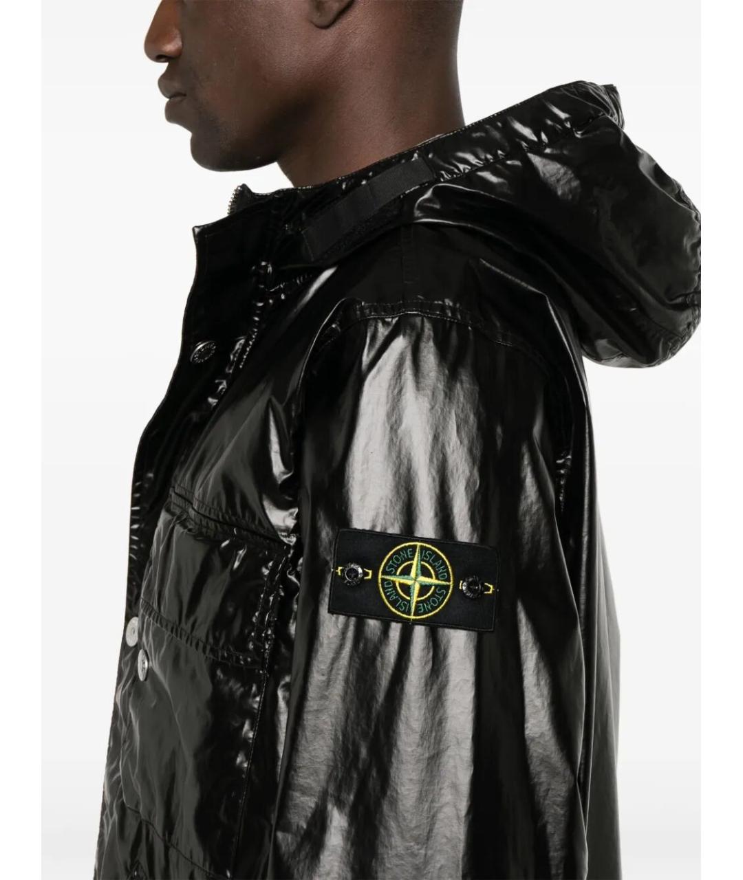 STONE ISLAND Черная хлопковая куртка, фото 4