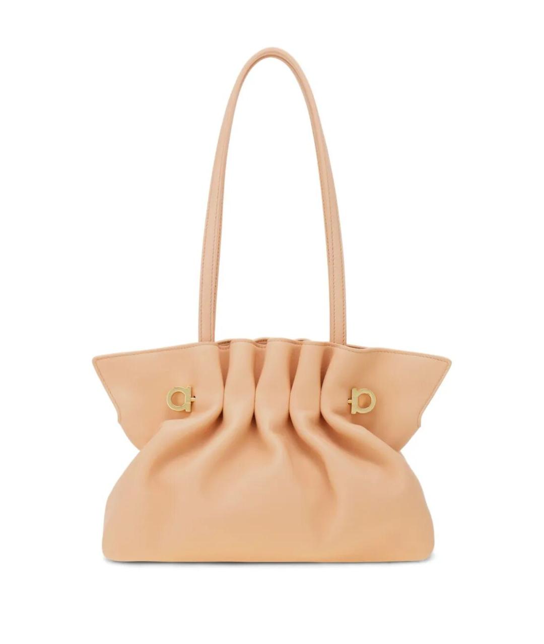 FERRAGAMO Бежевая кожаная сумка через плечо, фото 2