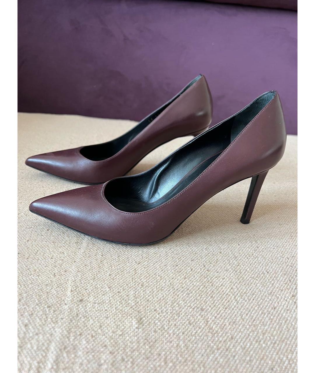 SAINT LAURENT Бордовые кожаные туфли, фото 8
