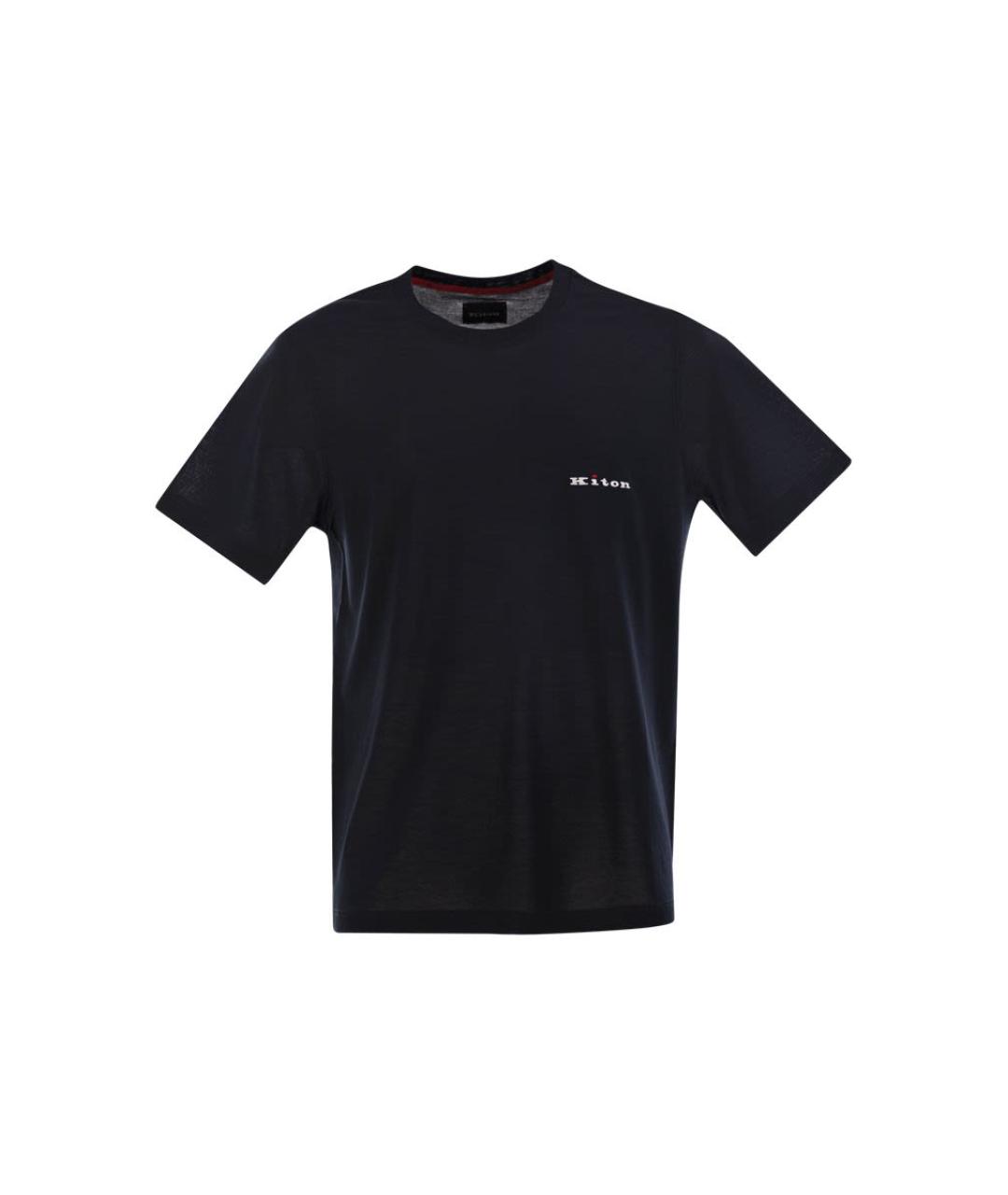 KITON Темно-синяя хлопковая футболка, фото 1