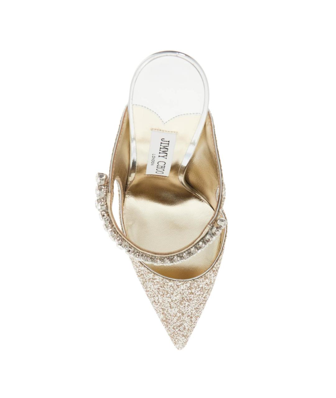 JIMMY CHOO Серебряные кожаные мюли, фото 3
