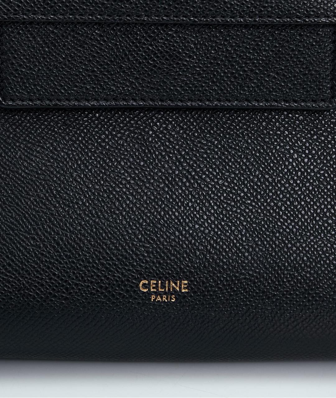 CELINE Черная кожаная сумка с короткими ручками, фото 6