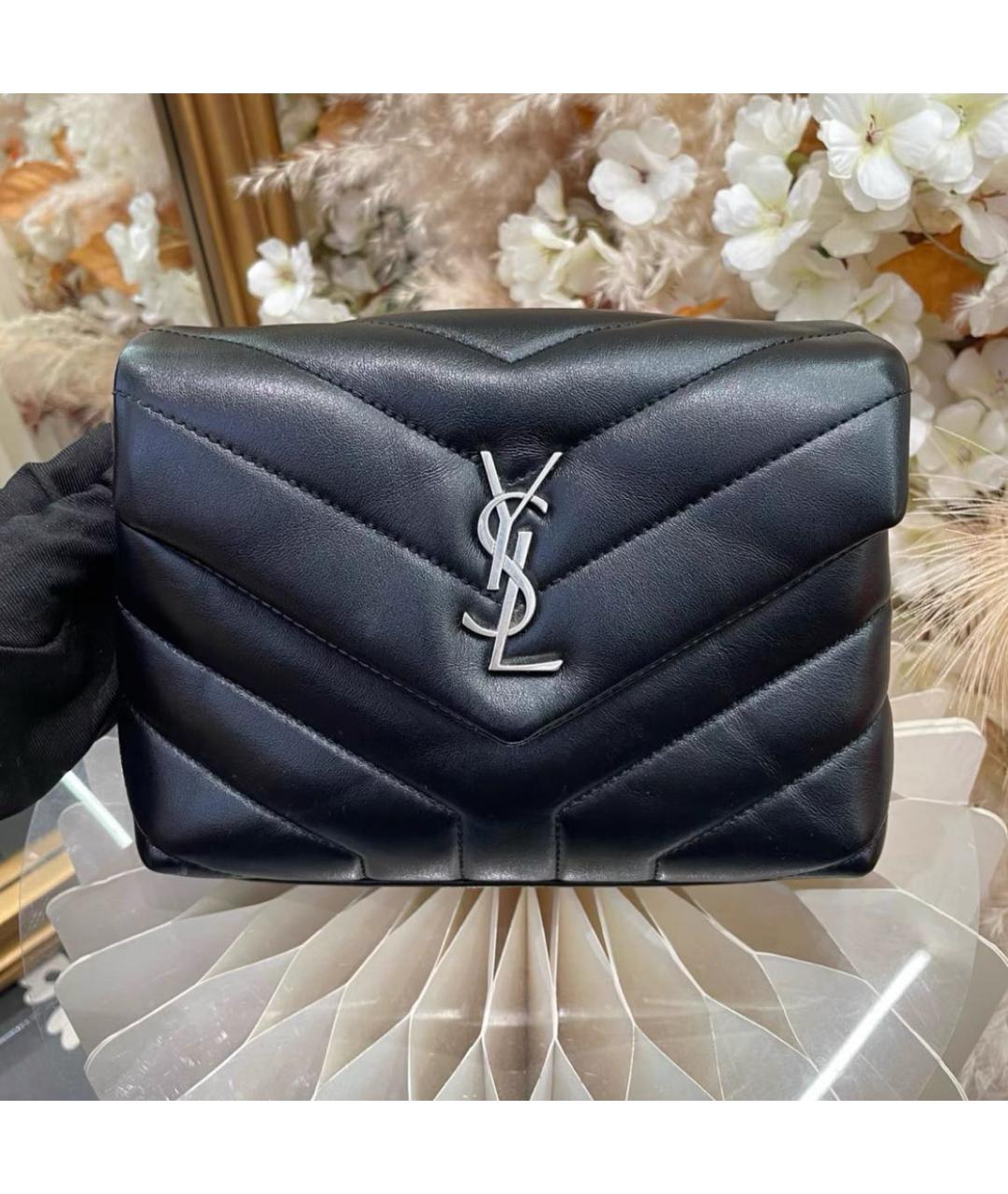 SAINT LAURENT Черная кожаная сумка через плечо, фото 2