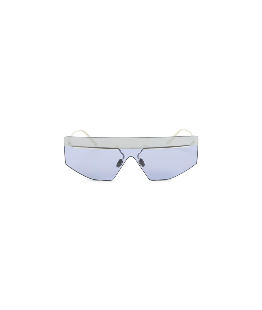 PRADA Серебряные металлические солнцезащитные очки, фото 1
