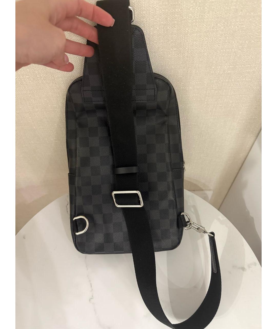 LOUIS VUITTON Антрацитовая кожаная сумка на плечо, фото 4