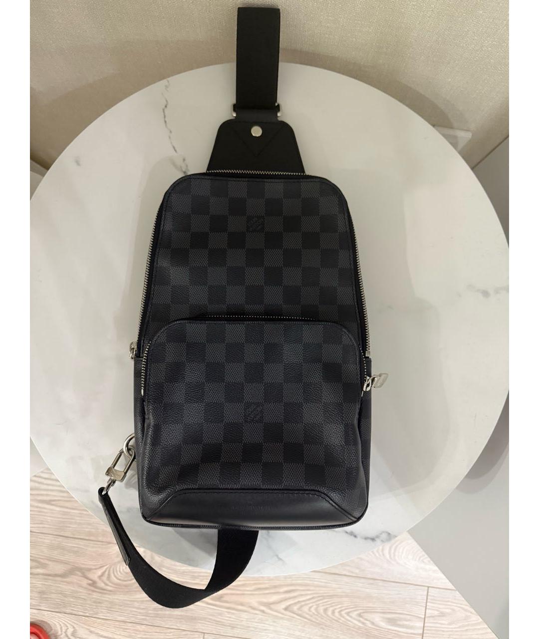 LOUIS VUITTON Антрацитовая кожаная сумка на плечо, фото 8