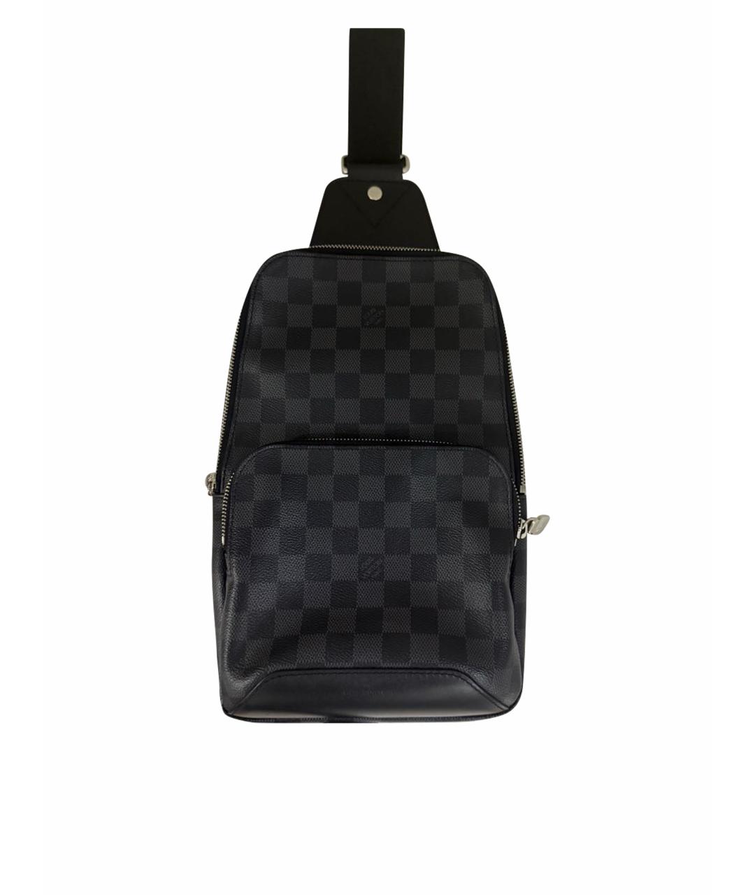 LOUIS VUITTON Антрацитовая кожаная сумка на плечо, фото 1