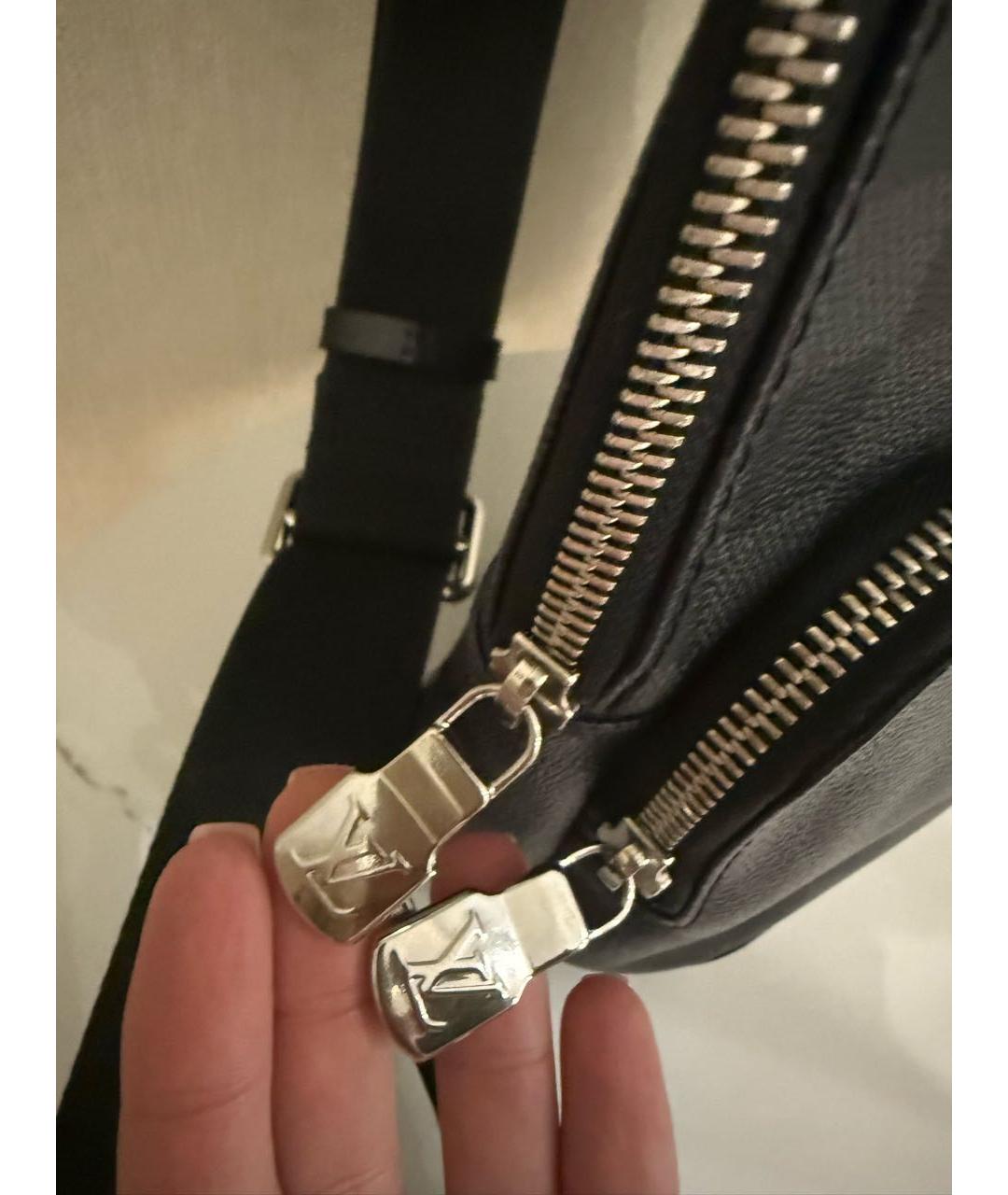 LOUIS VUITTON Антрацитовая кожаная сумка на плечо, фото 3