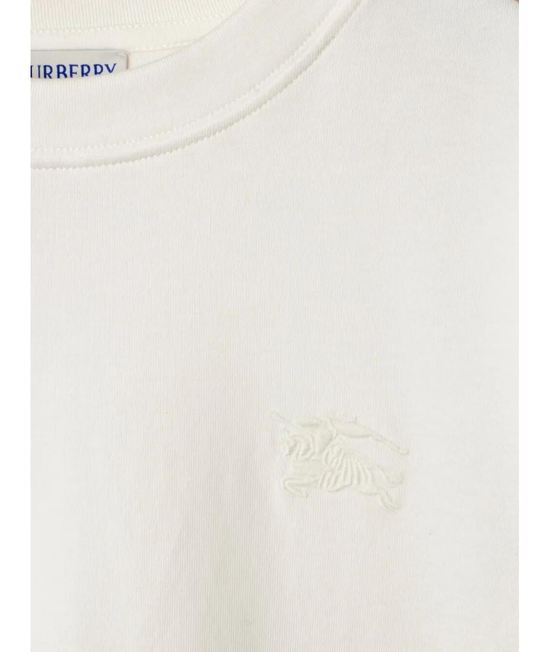 BURBERRY Белая хлопковая футболка, фото 4