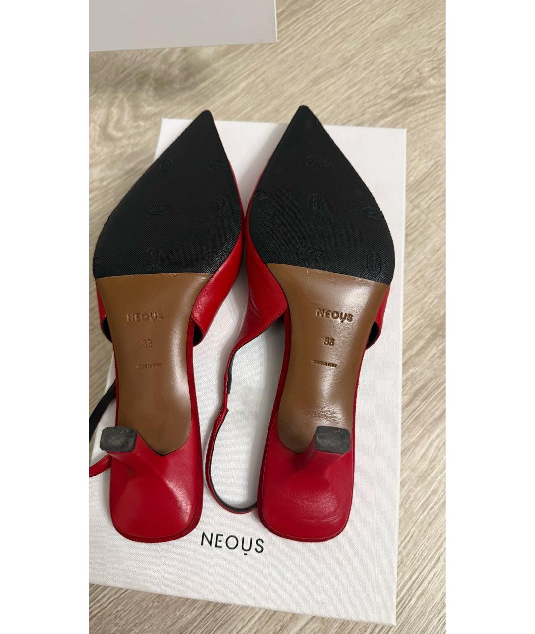 NEOUS Красные кожаные лодочки на низком каблуке, фото 5