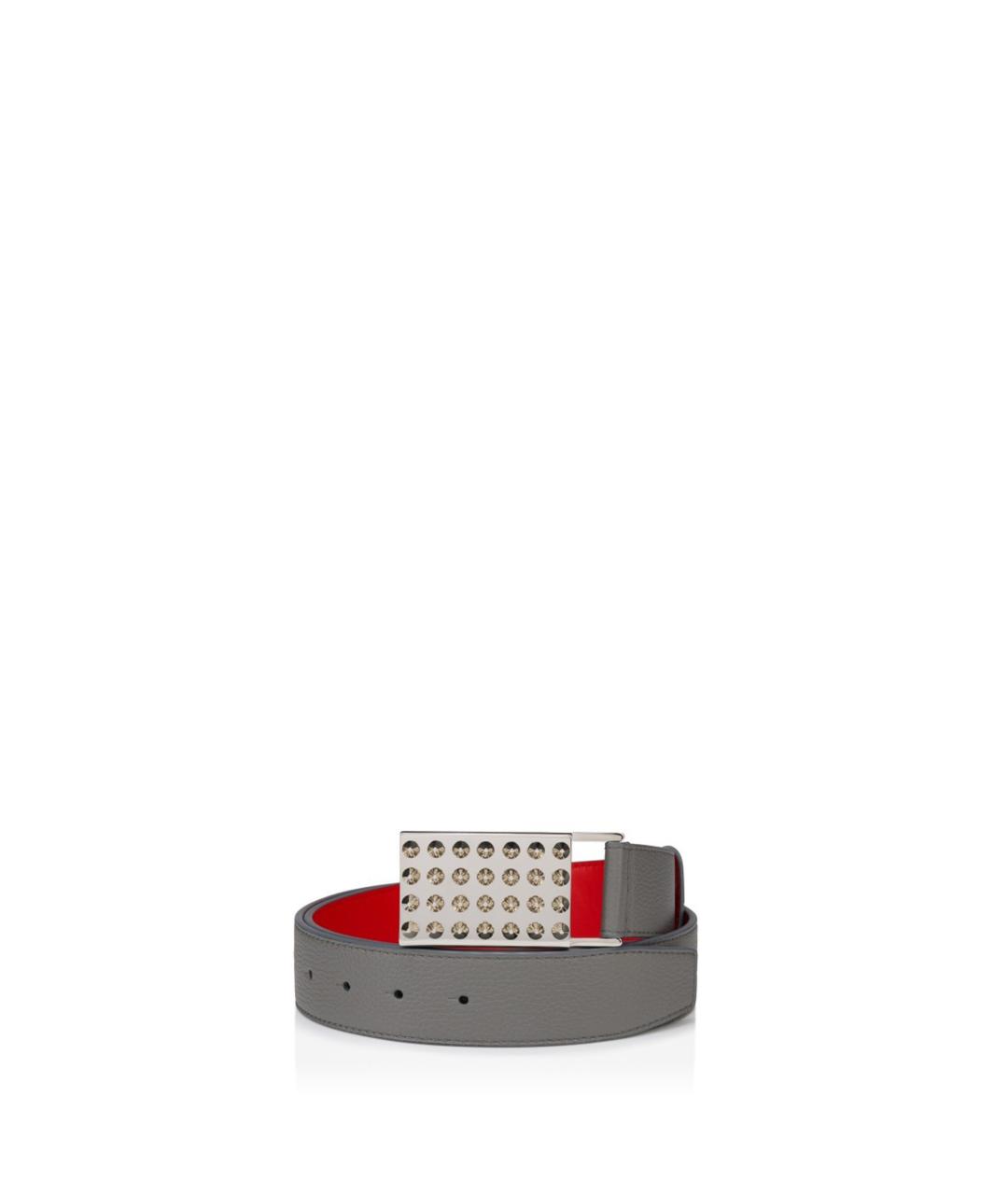 CHRISTIAN LOUBOUTIN Серый кожаный ремень, фото 1