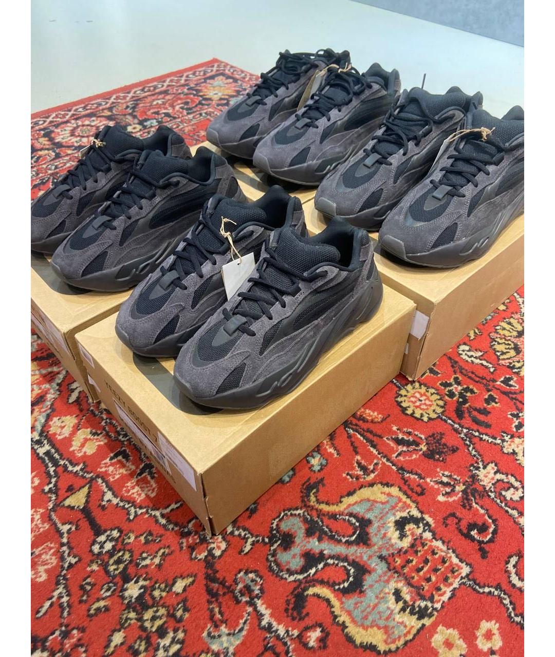 ADIDAS YEEZY Антрацитовые замшевые низкие кроссовки / кеды, фото 5
