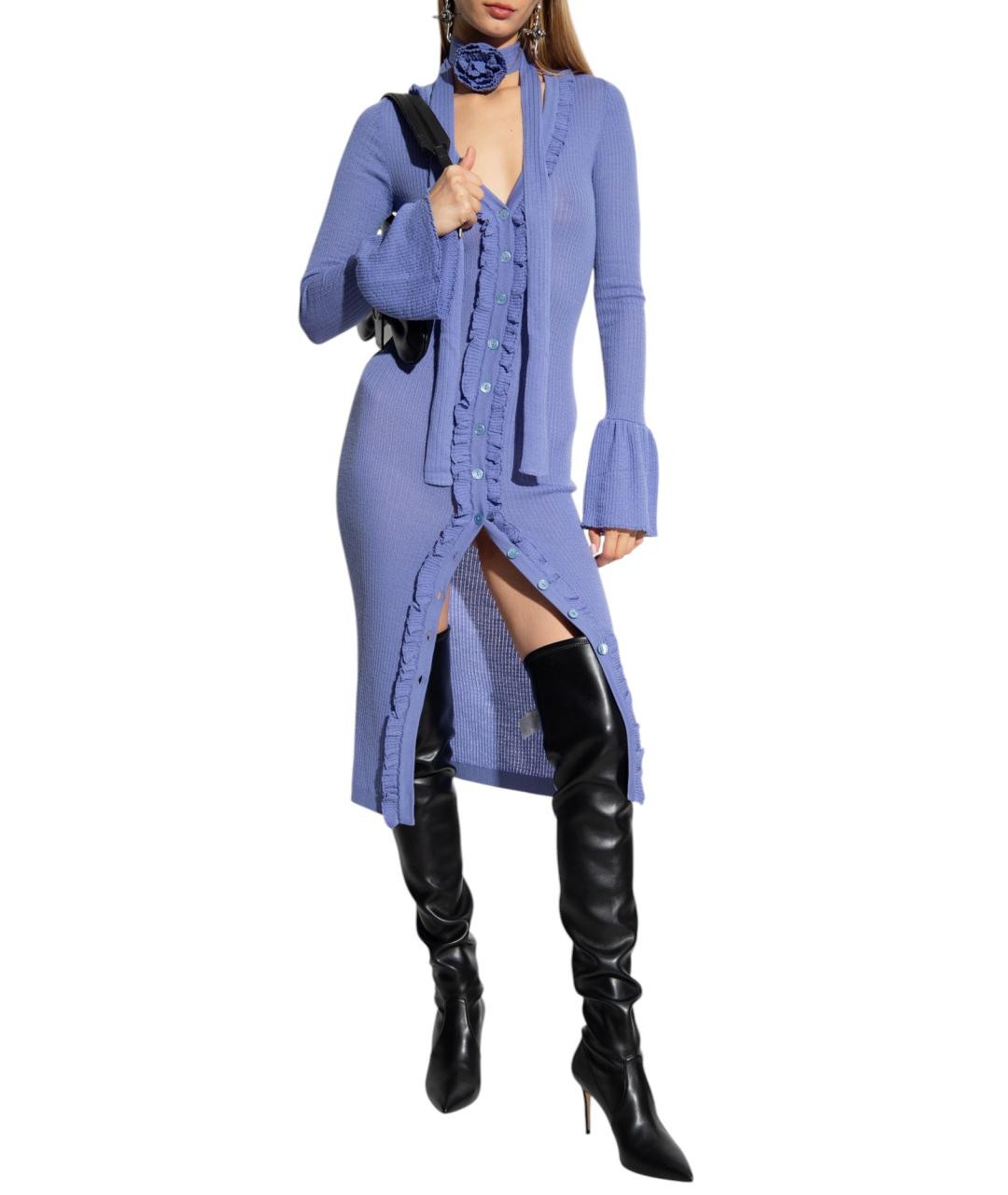BLUMARINE Фиолетовое шерстяное платье, фото 2