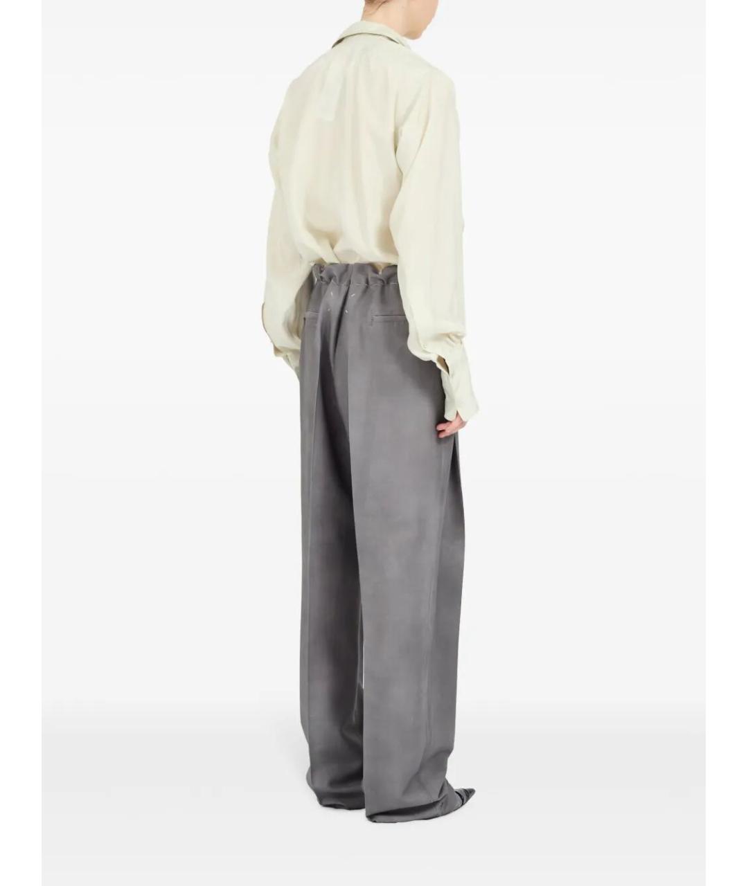 MAISON MARGIELA Серые шерстяные прямые брюки, фото 5