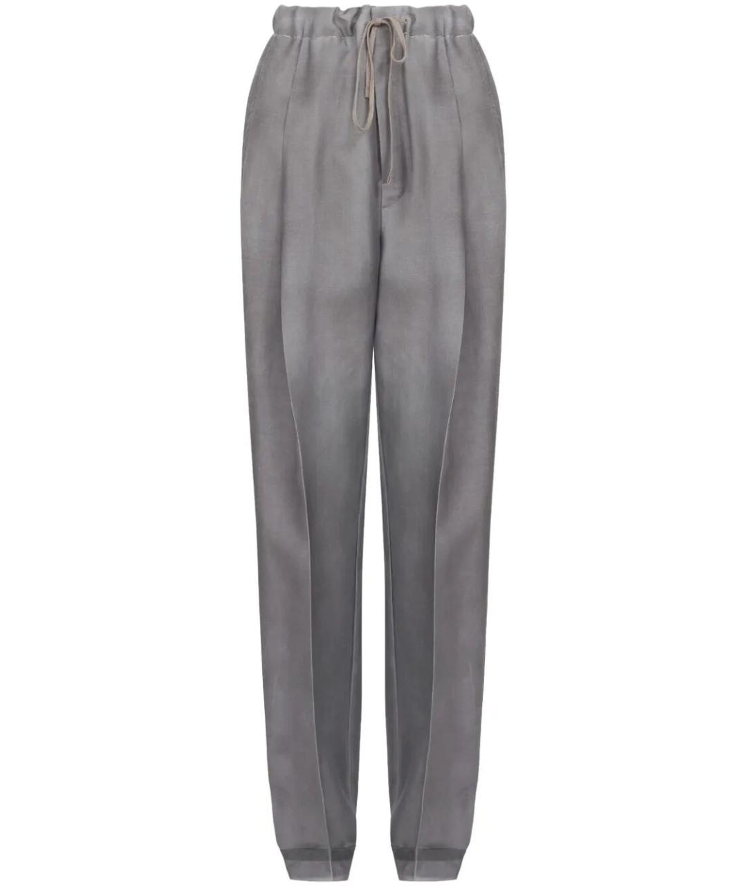 MAISON MARGIELA Серые шерстяные прямые брюки, фото 4
