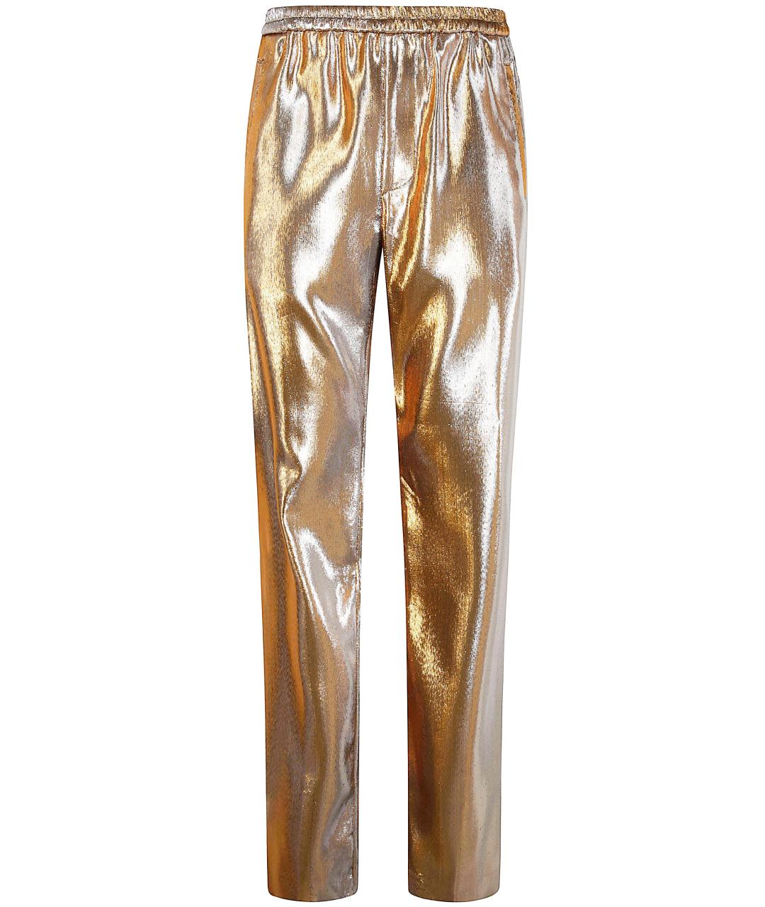 DRIES VAN NOTEN Золотые полиэстеровые повседневные брюки, фото 1