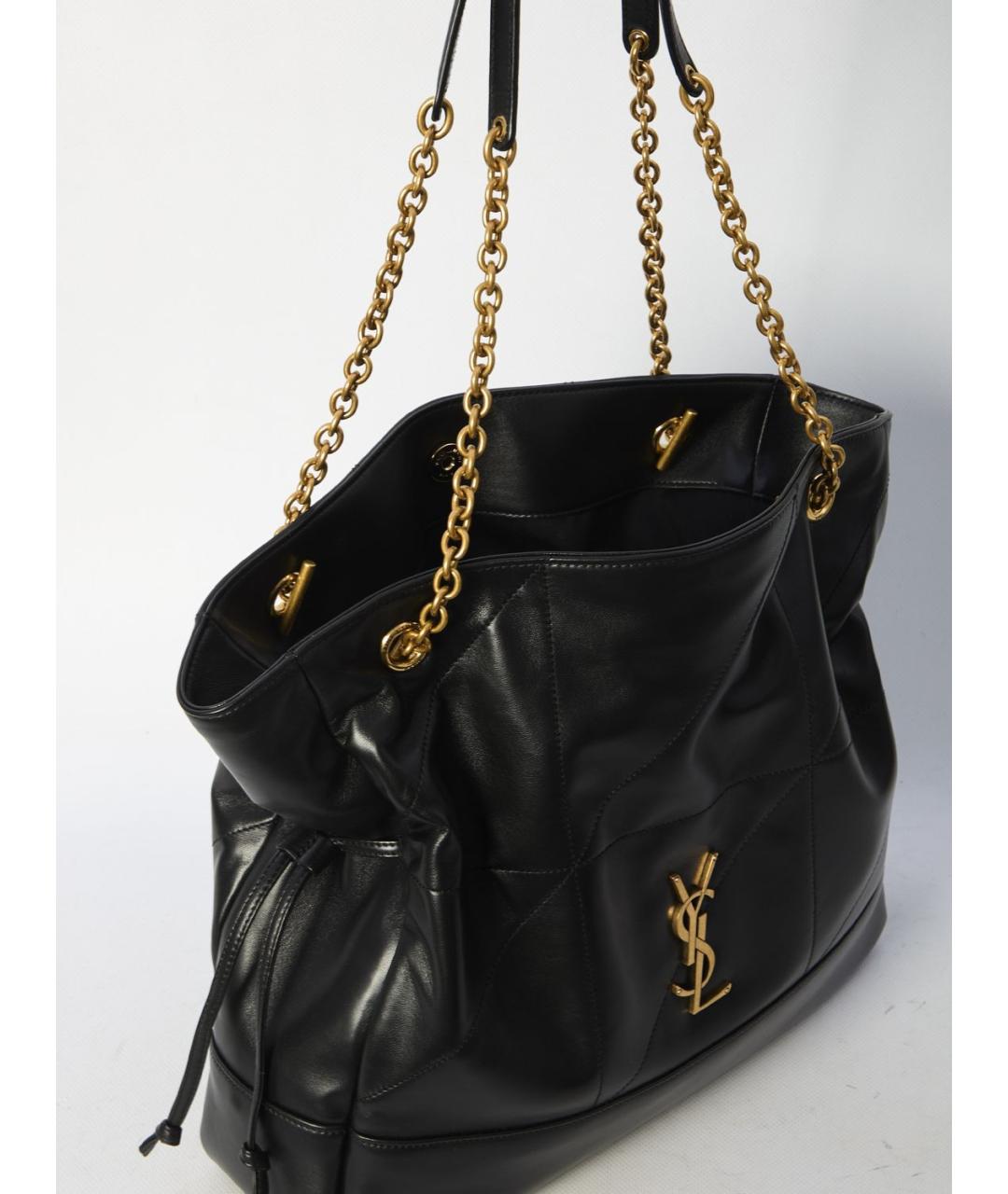 SAINT LAURENT Черная кожаная сумка тоут, фото 4