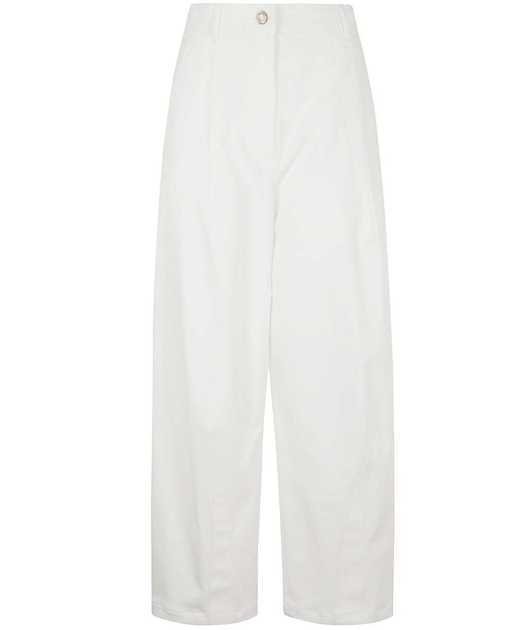 MAX MARA Белые хлопковые прямые брюки, фото 1