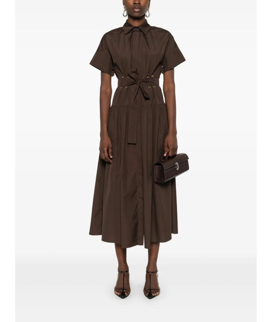 MAX MARA Коричневое хлопковое повседневное платье, фото 5