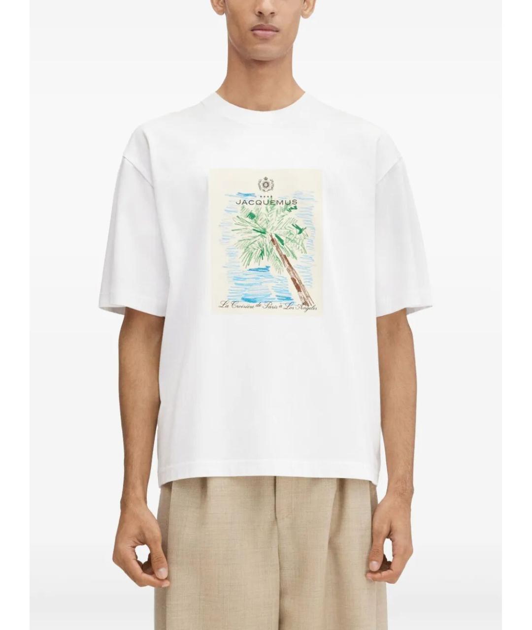 JACQUEMUS Белая хлопковая футболка, фото 3