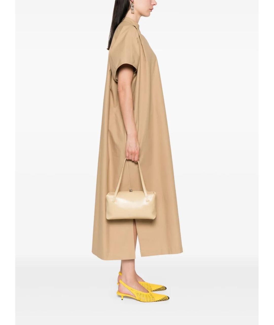 JIL SANDER Бежевая кожаная сумка через плечо, фото 3
