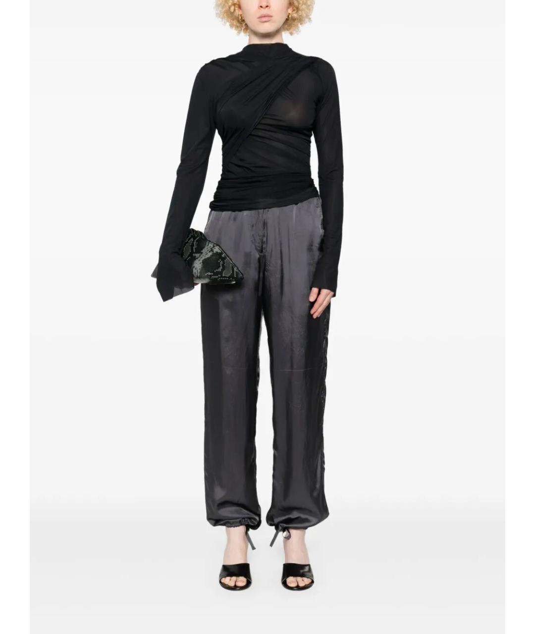 DRIES VAN NOTEN Серые хлопковые прямые брюки, фото 3