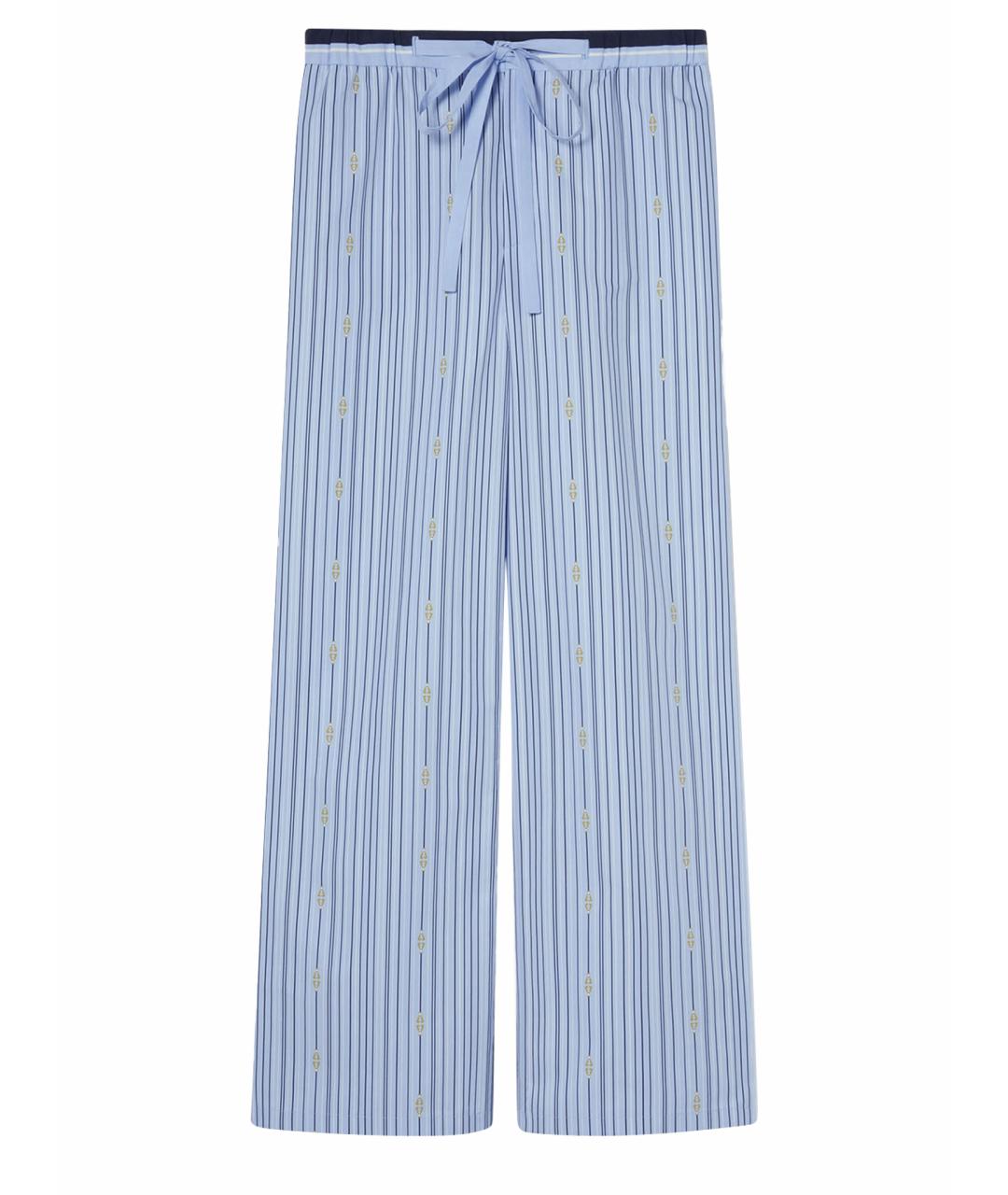 GUCCI Голубые хлопковые прямые брюки, фото 1