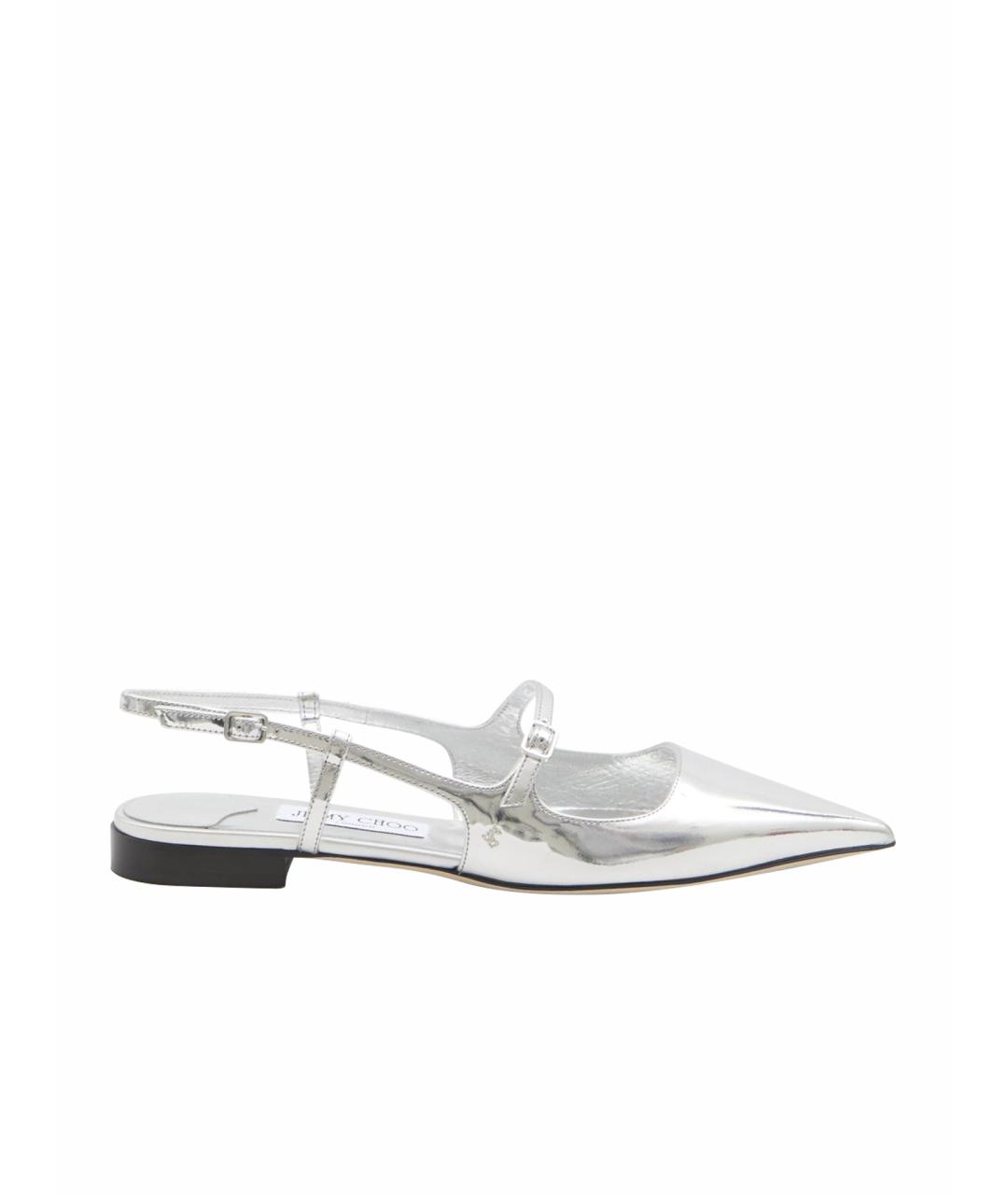 JIMMY CHOO Серебряные кожаные туфли, фото 1