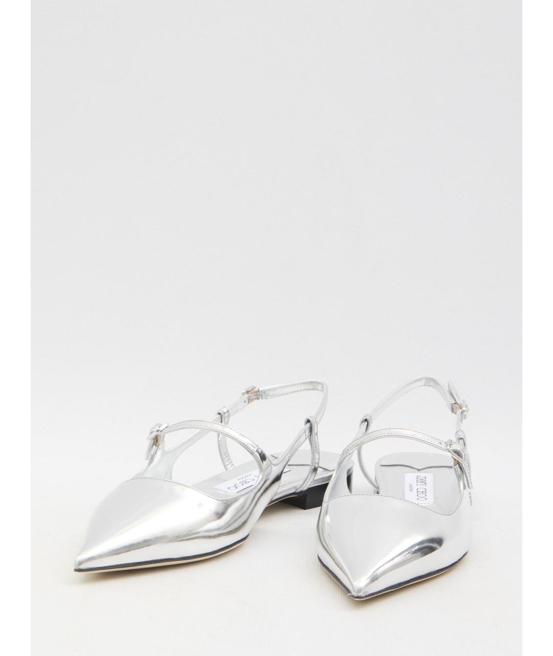 JIMMY CHOO Серебряные кожаные туфли, фото 2