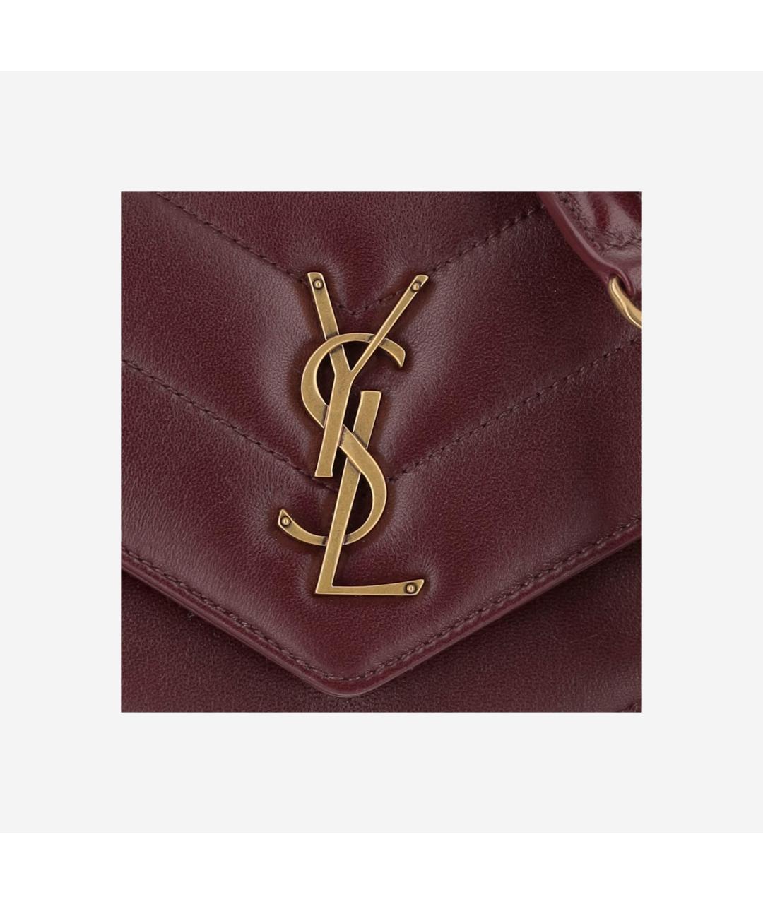SAINT LAURENT Бордовая кожаная сумка через плечо, фото 4