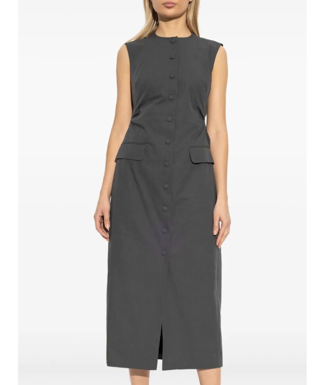 DRIES VAN NOTEN Антрацитовое хлопковое повседневное платье, фото 4