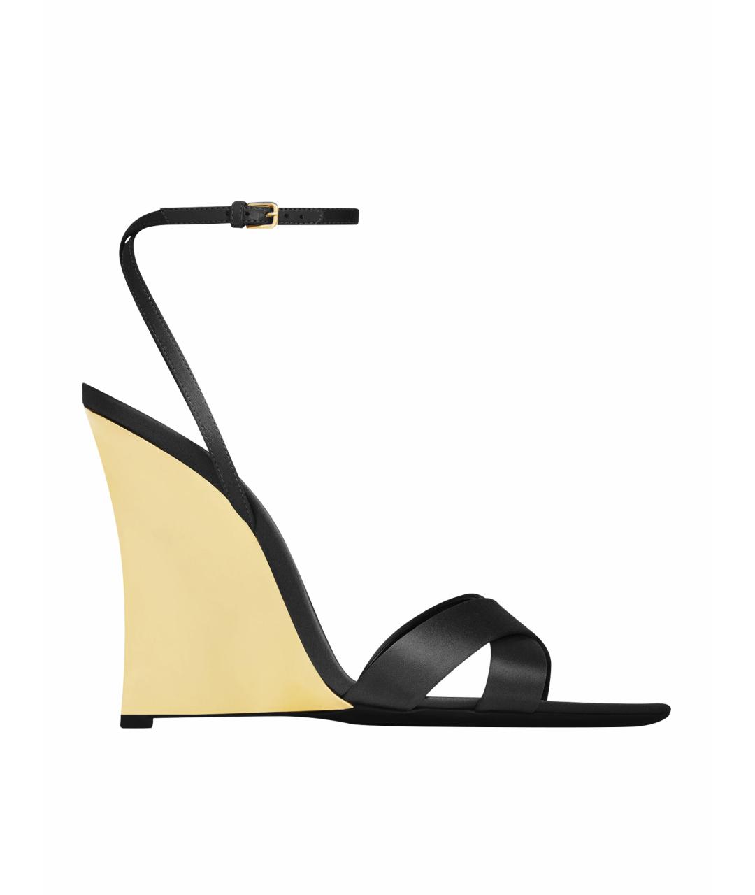 SAINT LAURENT Черные текстильные босоножки, фото 1