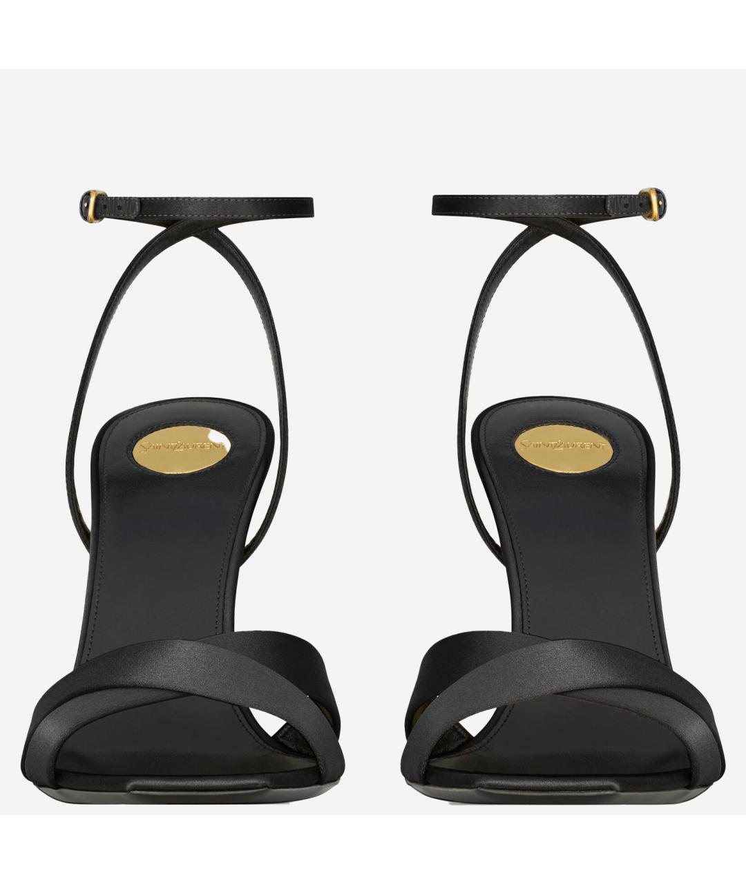 SAINT LAURENT Черные текстильные босоножки, фото 3