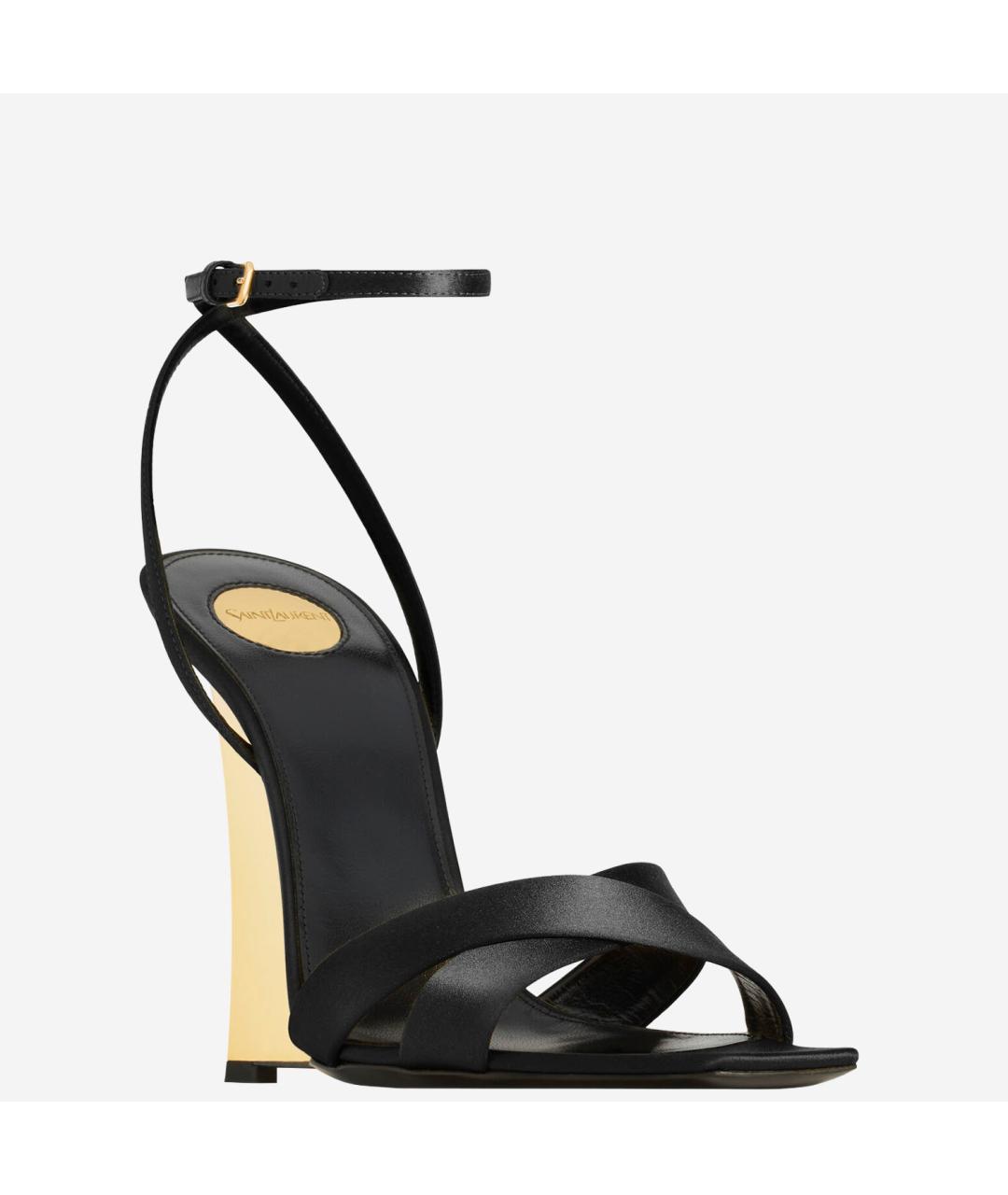 SAINT LAURENT Черные текстильные босоножки, фото 2