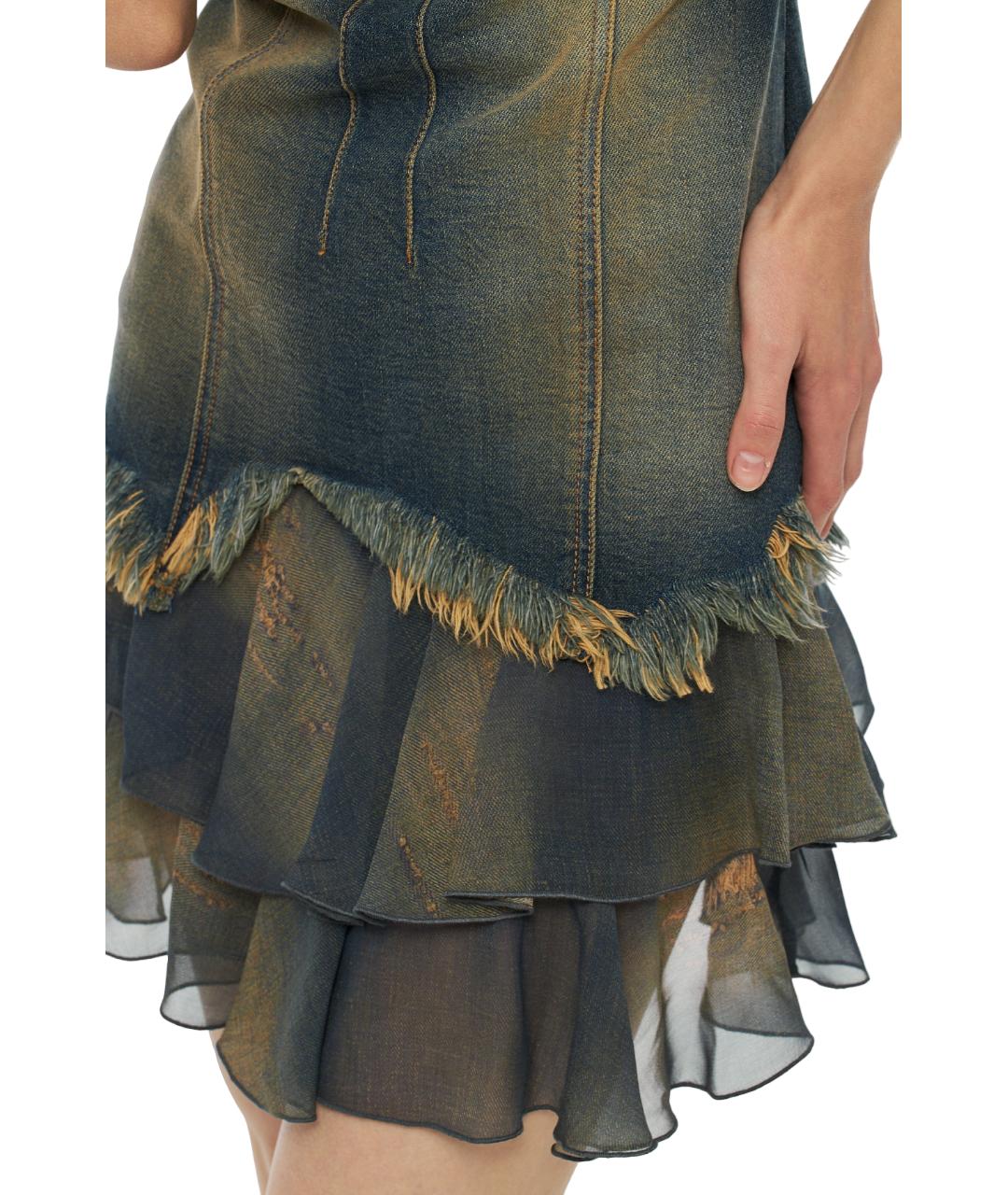 BLUMARINE Синее хлопковое платье, фото 4