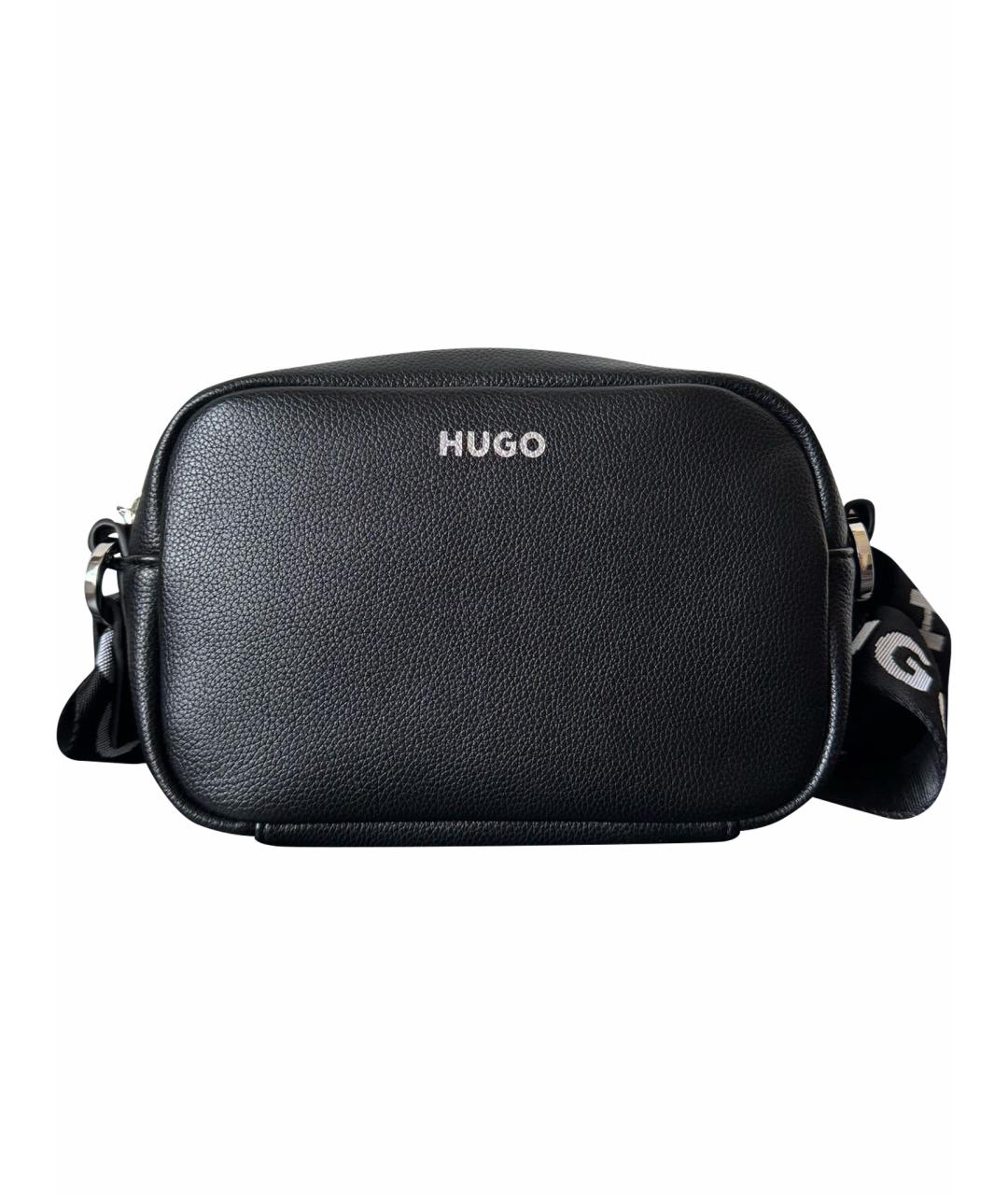 HUGO BOSS Черная кожаная сумка через плечо, фото 1