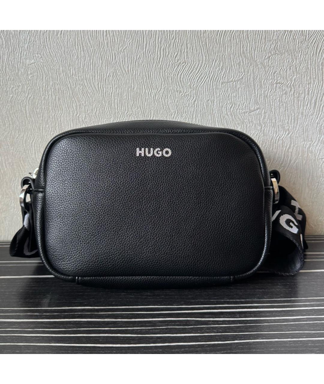 HUGO BOSS Черная кожаная сумка через плечо, фото 6
