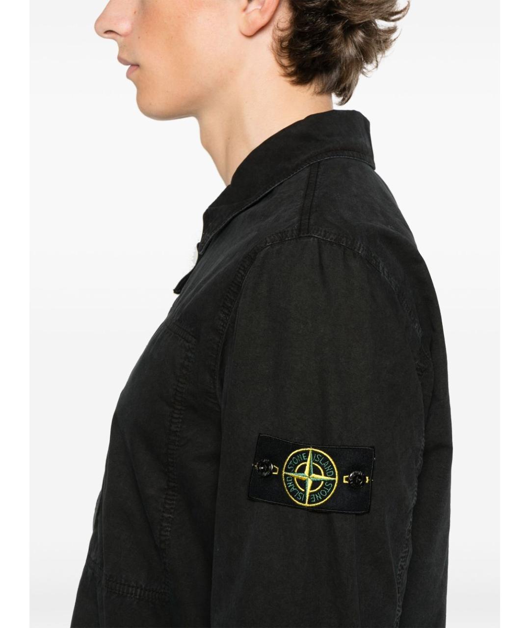 STONE ISLAND Черная хлопковая кэжуал рубашка, фото 4