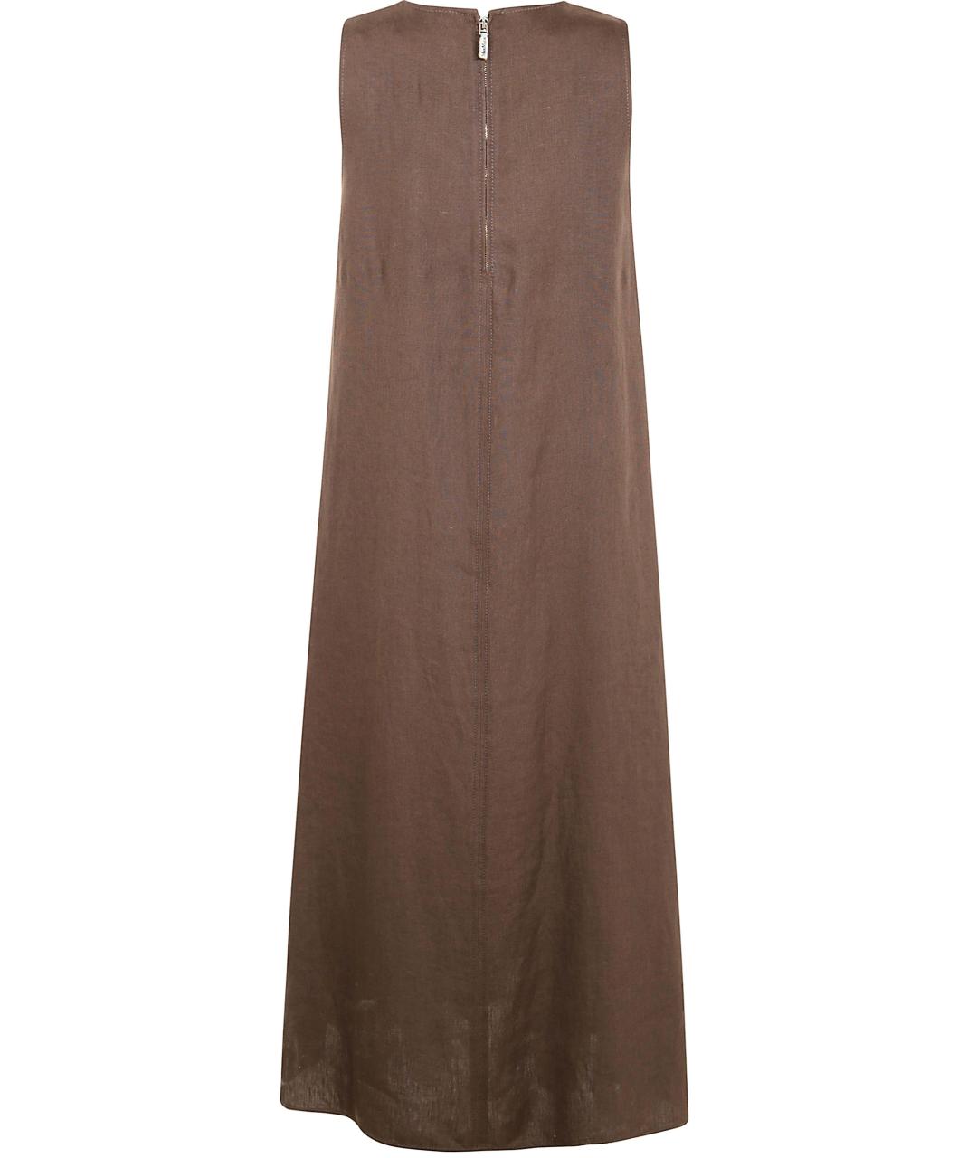 MAX MARA Коричневое льняное повседневное платье, фото 2
