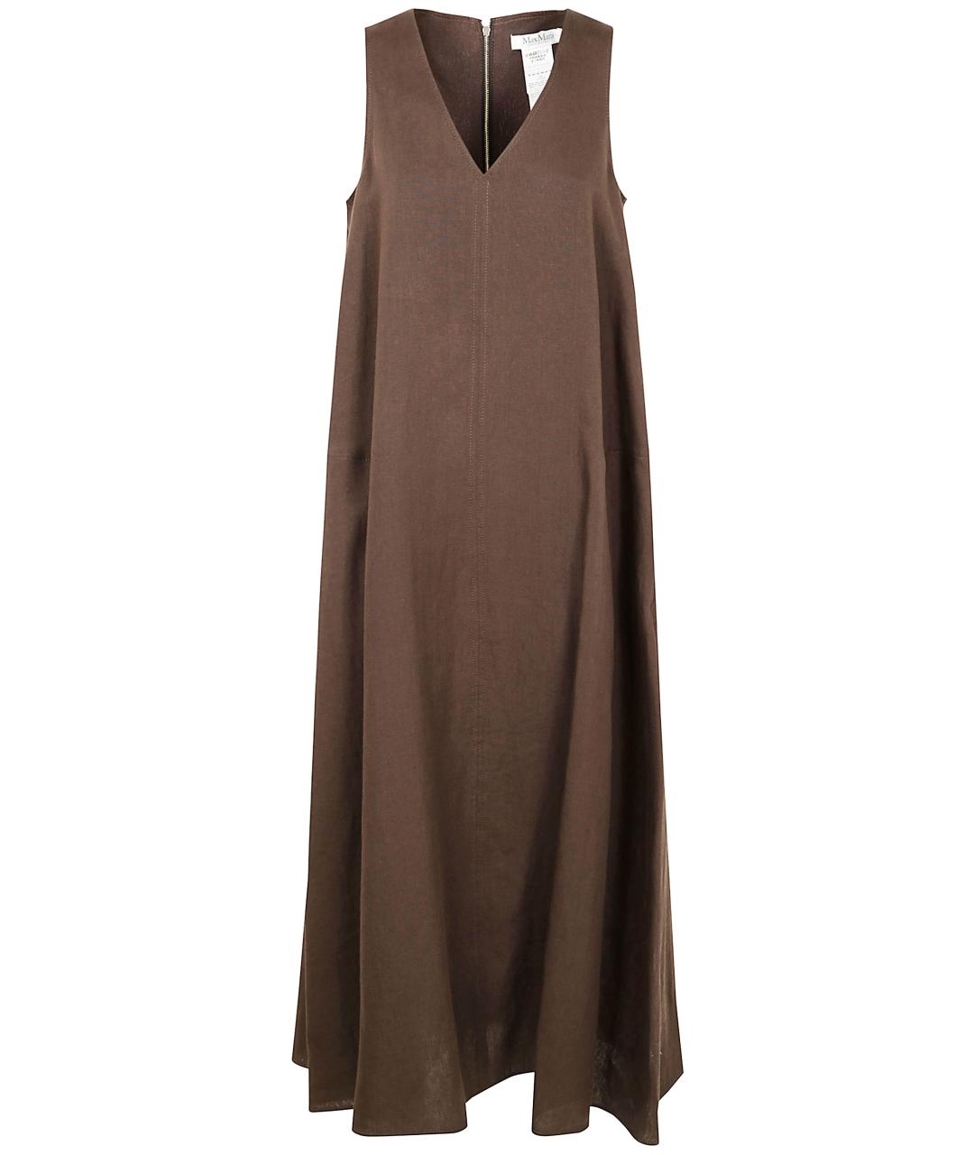 MAX MARA Коричневое льняное повседневное платье, фото 1