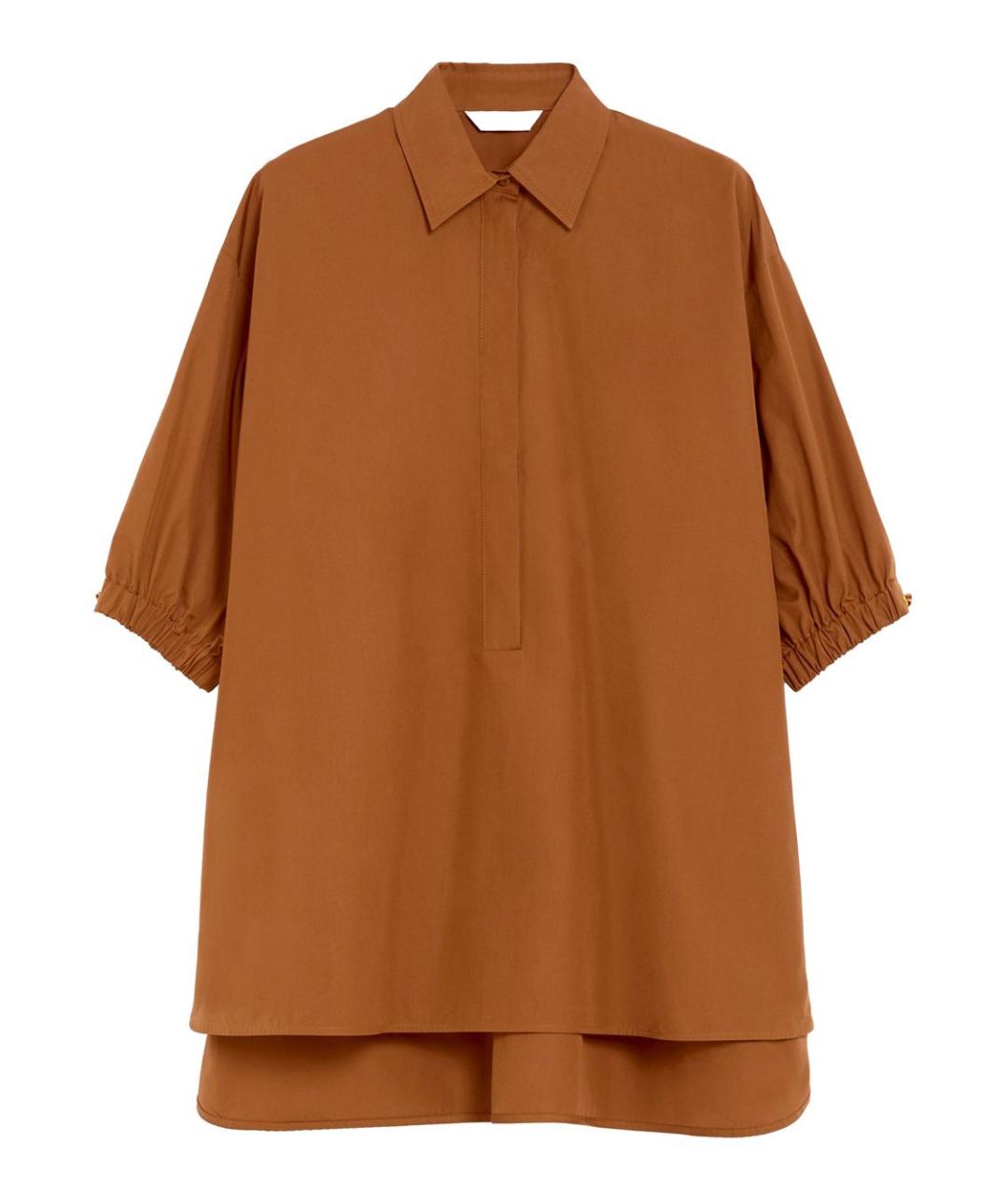 MAX MARA Коричневая хлопковая рубашка, фото 1