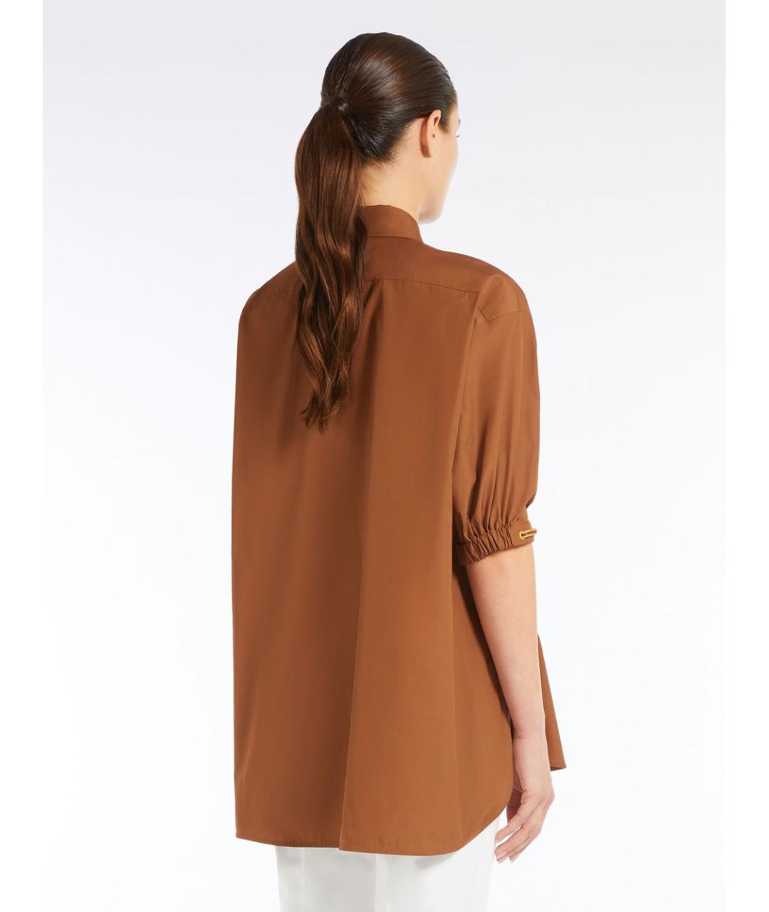 MAX MARA Коричневая хлопковая рубашка, фото 3