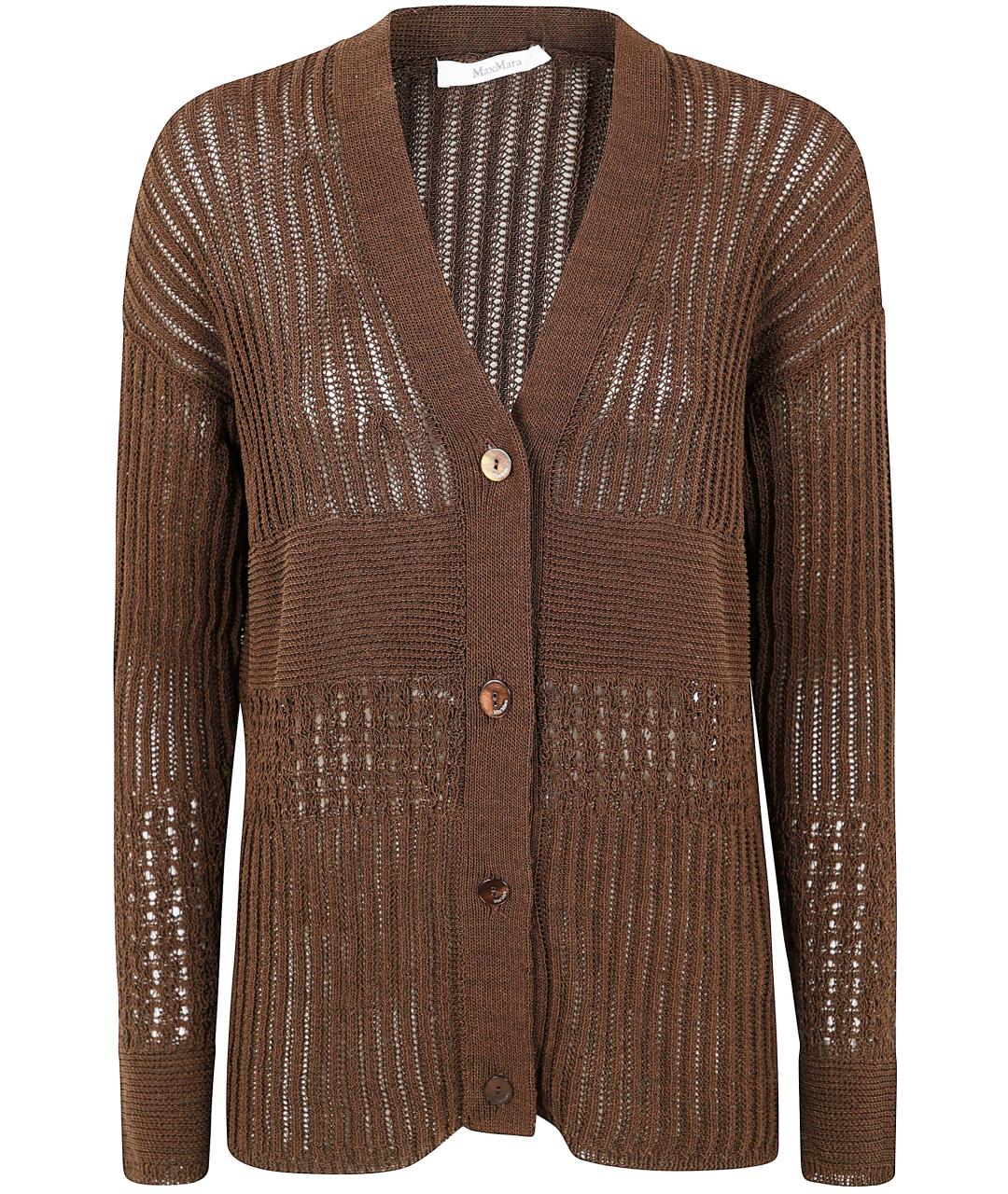 MAX MARA Коричневый хлопковый кардиган, фото 1