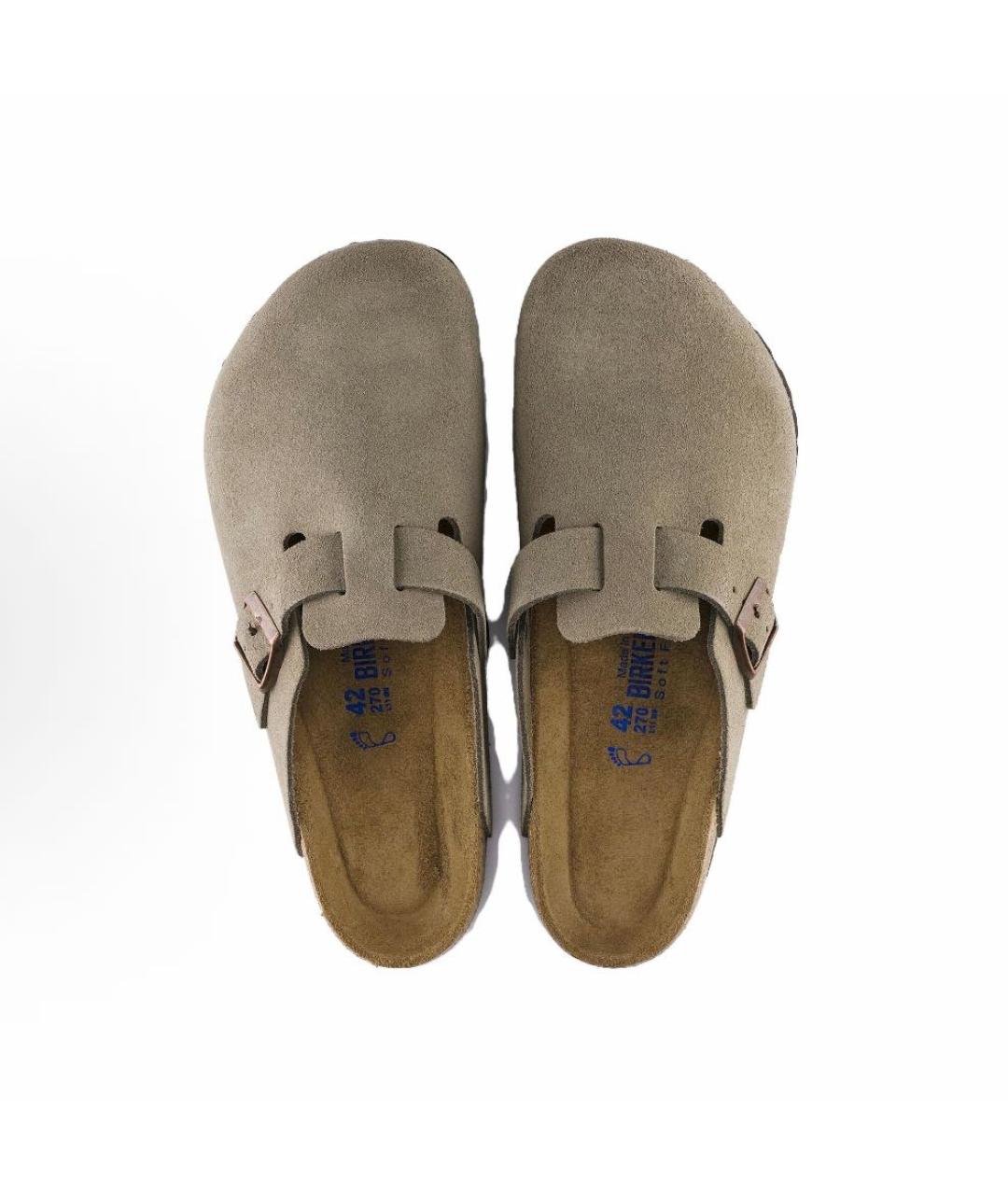 BIRKENSTOCK Бежевые замшевые сабо, фото 3