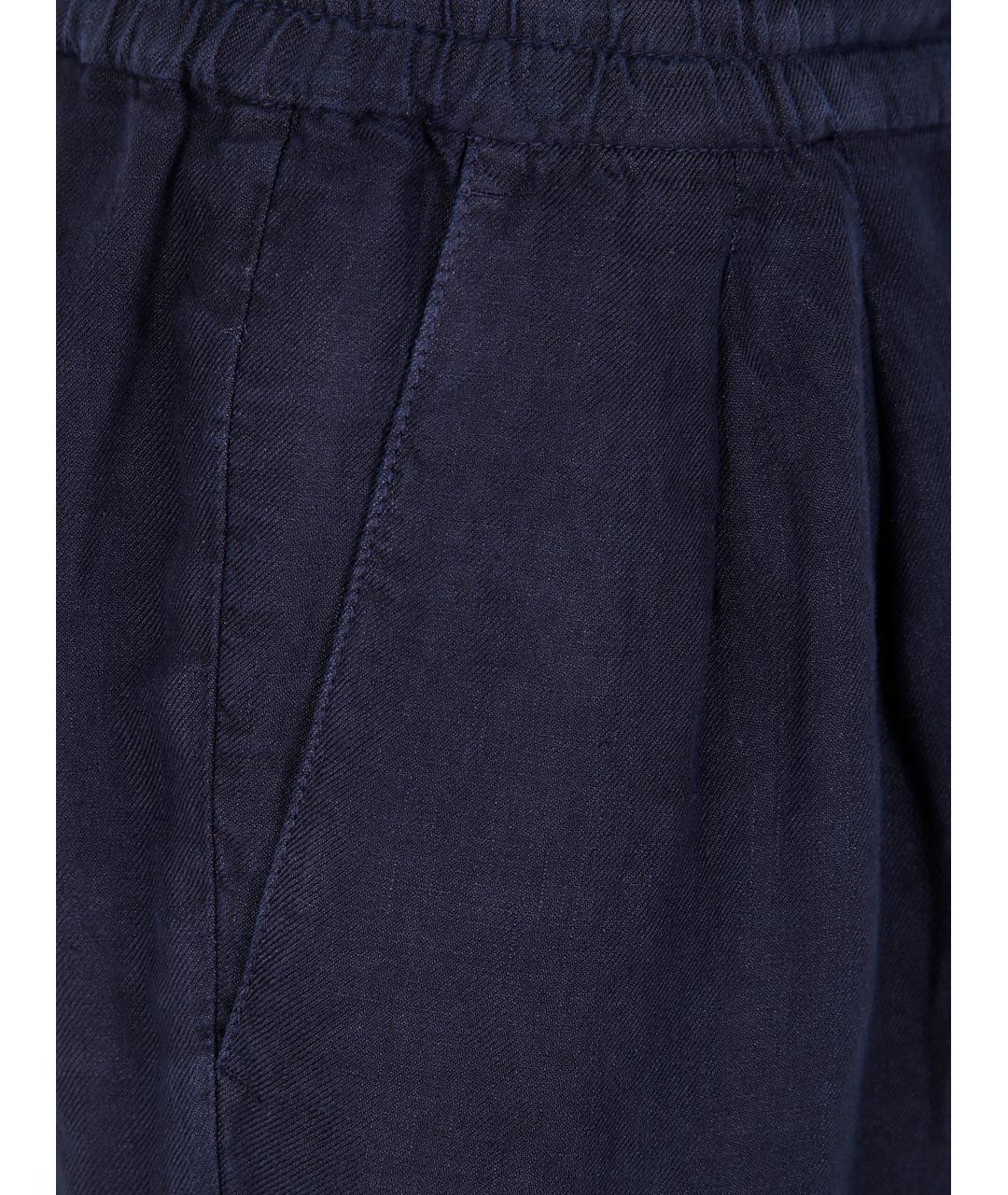 BRUNELLO CUCINELLI Синие льняные повседневные брюки, фото 3