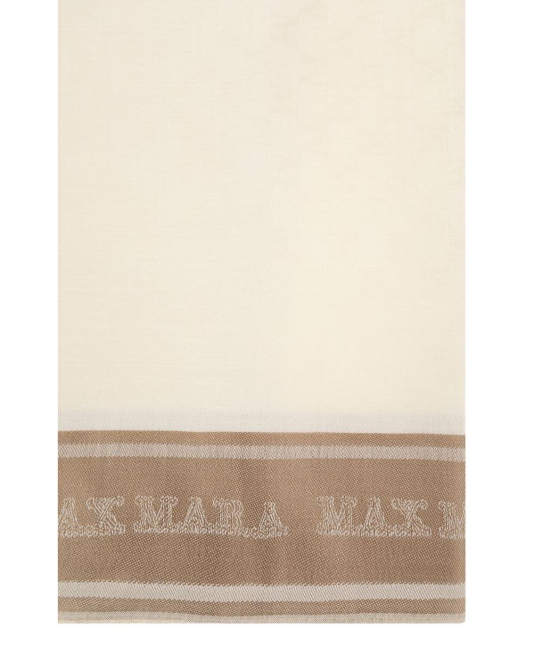 MAX MARA Бежевый шелковый шарф, фото 3