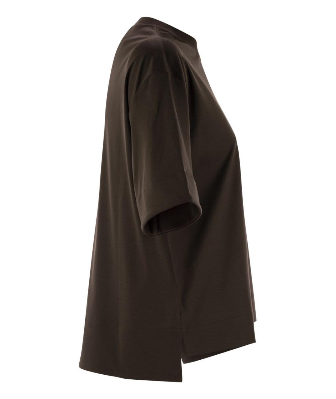 MAX MARA Коричневая хлопковая футболка, фото 3