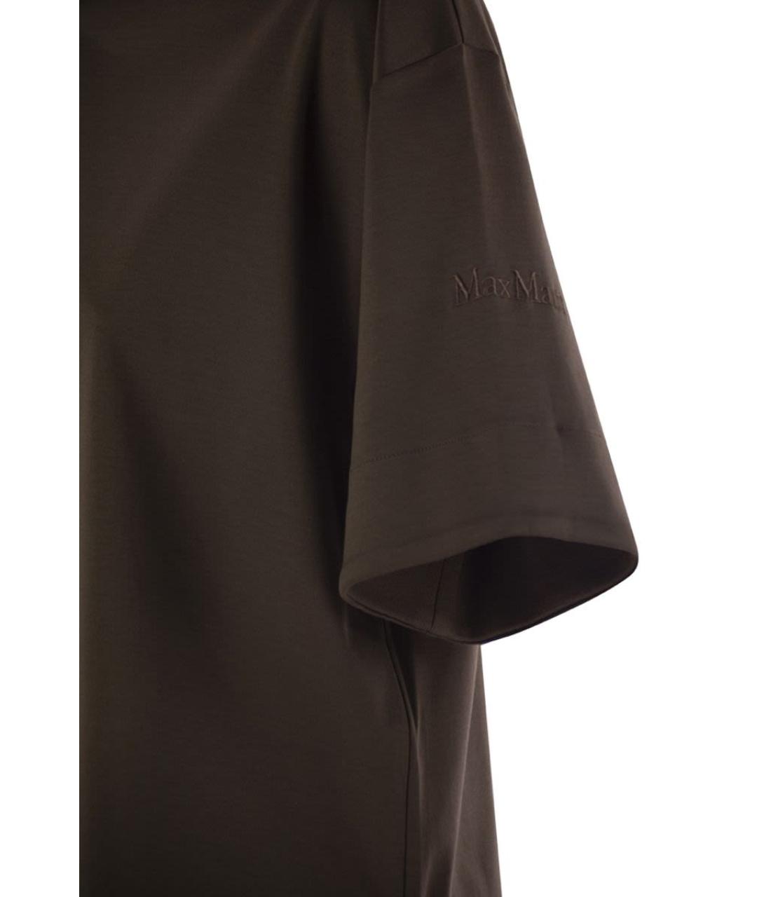 MAX MARA Коричневая хлопковая футболка, фото 4