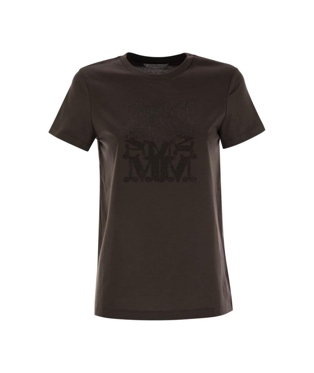 MAX MARA Коричневая хлопковая футболка, фото 1