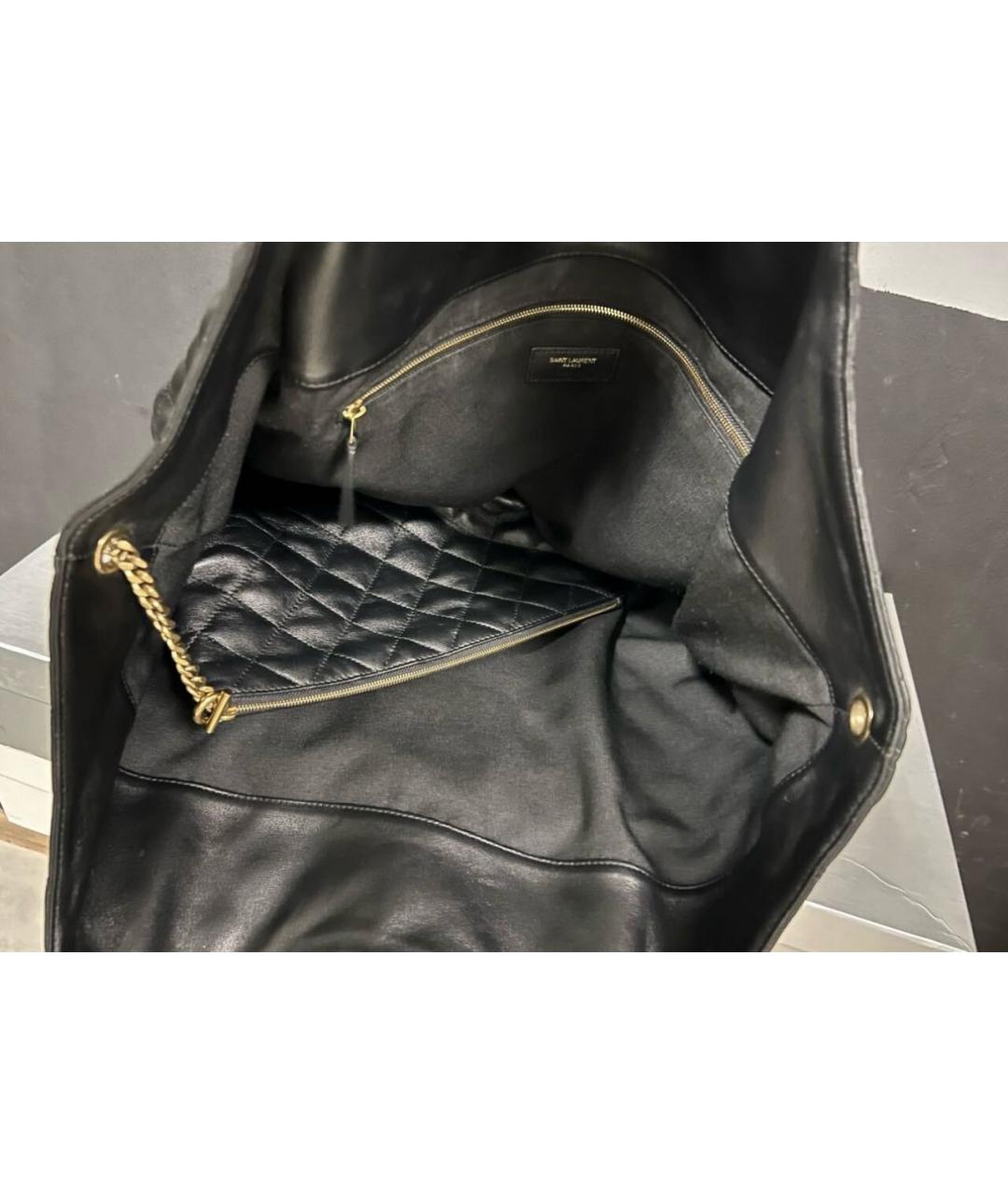 SAINT LAURENT Черная кожаная сумка тоут, фото 4